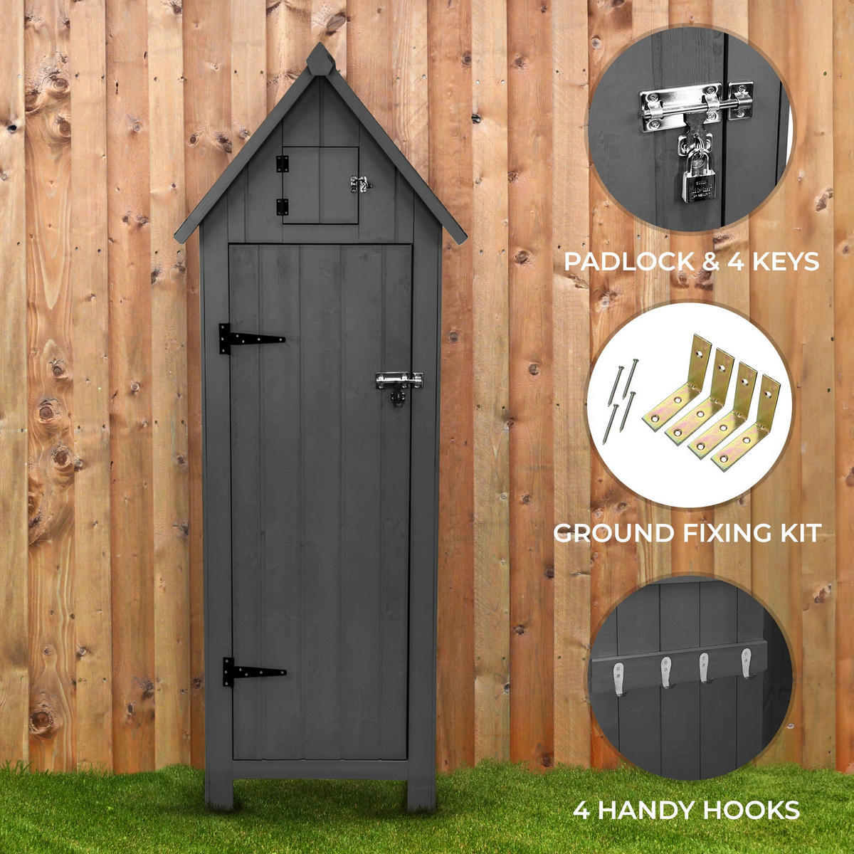 GARTENSCHRANK aus Holz – Grau - Grau, Holz (66/178/46cm)