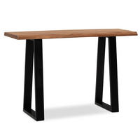 SCHREIBTISCH – Massivholz Akazie, 118x41 cm, Live-Edge Design, schmal - Schwarz/Braun, Holz/Metall (41/118/76cm) - KADIMA DESIGN