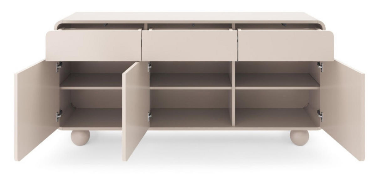 SIDEBOARD Kaschmir ALBI Auf Rundem Gestell 160 cm - Ecru, Holzwerkstoff (160/75/39cm) - Sepro Meble
