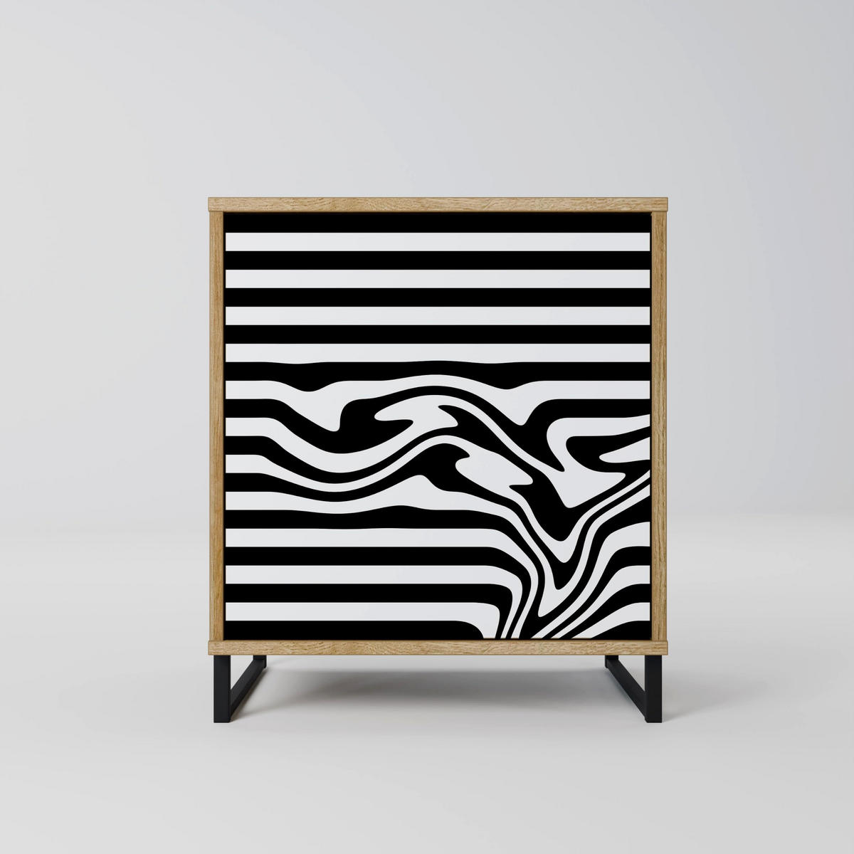 SIDEBOARD SPECTRA SHOWCASE, Eichefarben, 57,5x42x75,5 cm, Goldfarbene Metallfüße - Eichefarben/Goldfarben, Holzwerkstoff/Metall (57.5/75.5/42cm) - SpaceRebels