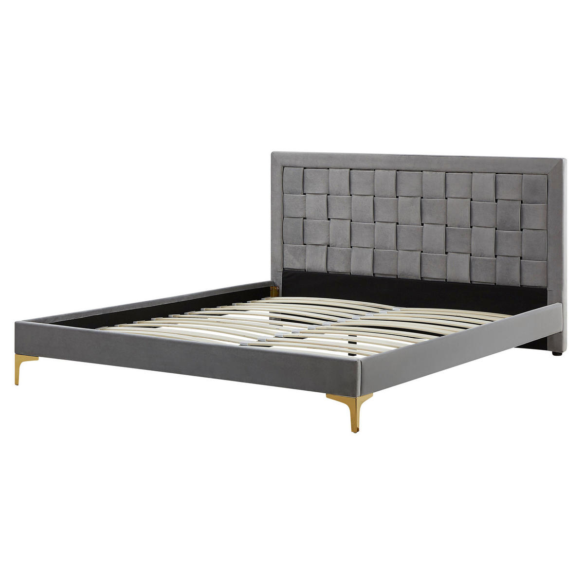 DOPPELBETT 160/200cm Grau Limoux - Grau, Textil (160/200cm) - Beliani