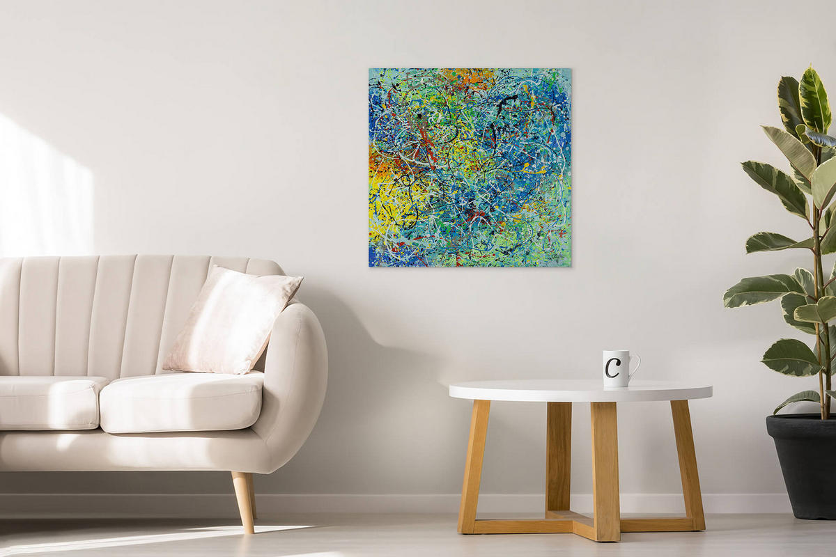 ACRYLBILD HANDGEMALT 80/80 cm - Multicolor, Holz/Textil (80/80cm) - KUNSTLOFT