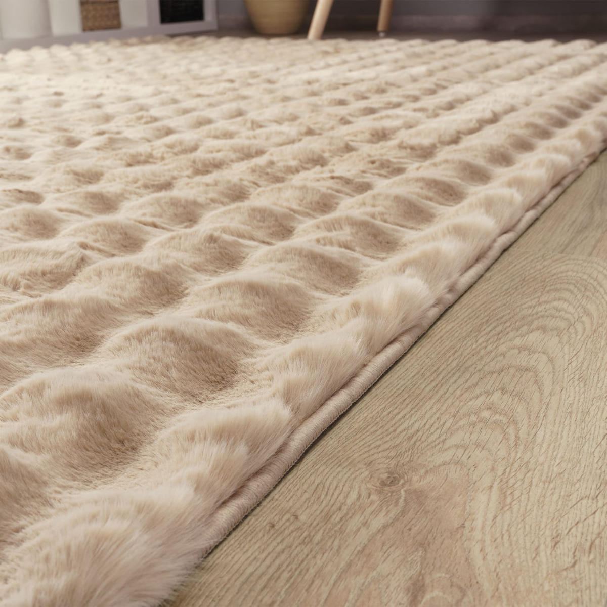 HOCHFLORTEPPICH Rauten Beige 60 x 100 cm - Beige, Kunststoff (60/100cm) - TT Home