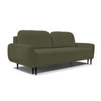 SOFA BOHO Mit Schlaffunktion Und Bettkasten, Wellenfederung, PUR-Schaum, Holzfüße, lose Rückenkissen, freistehend, 244x102x92 cm Olive green - Olivgrün, Holz/Textil (244/92/102cm) - DomoHome
