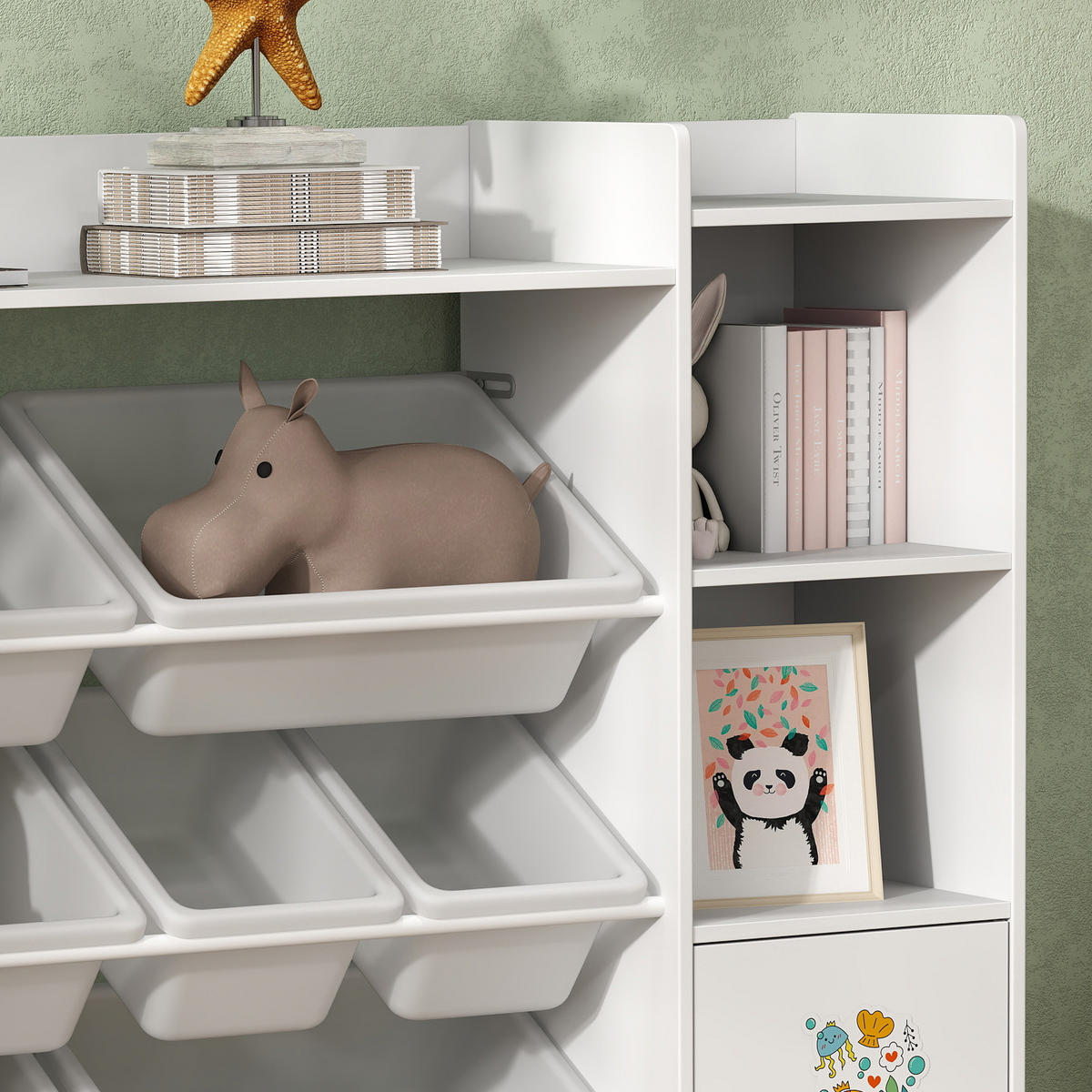 KINDERREGAL DE-17260 8 herausnehmbare Boxen & Bücherregal Weiß - Weiß, Metall (140/90/30cm) - ComfortXL