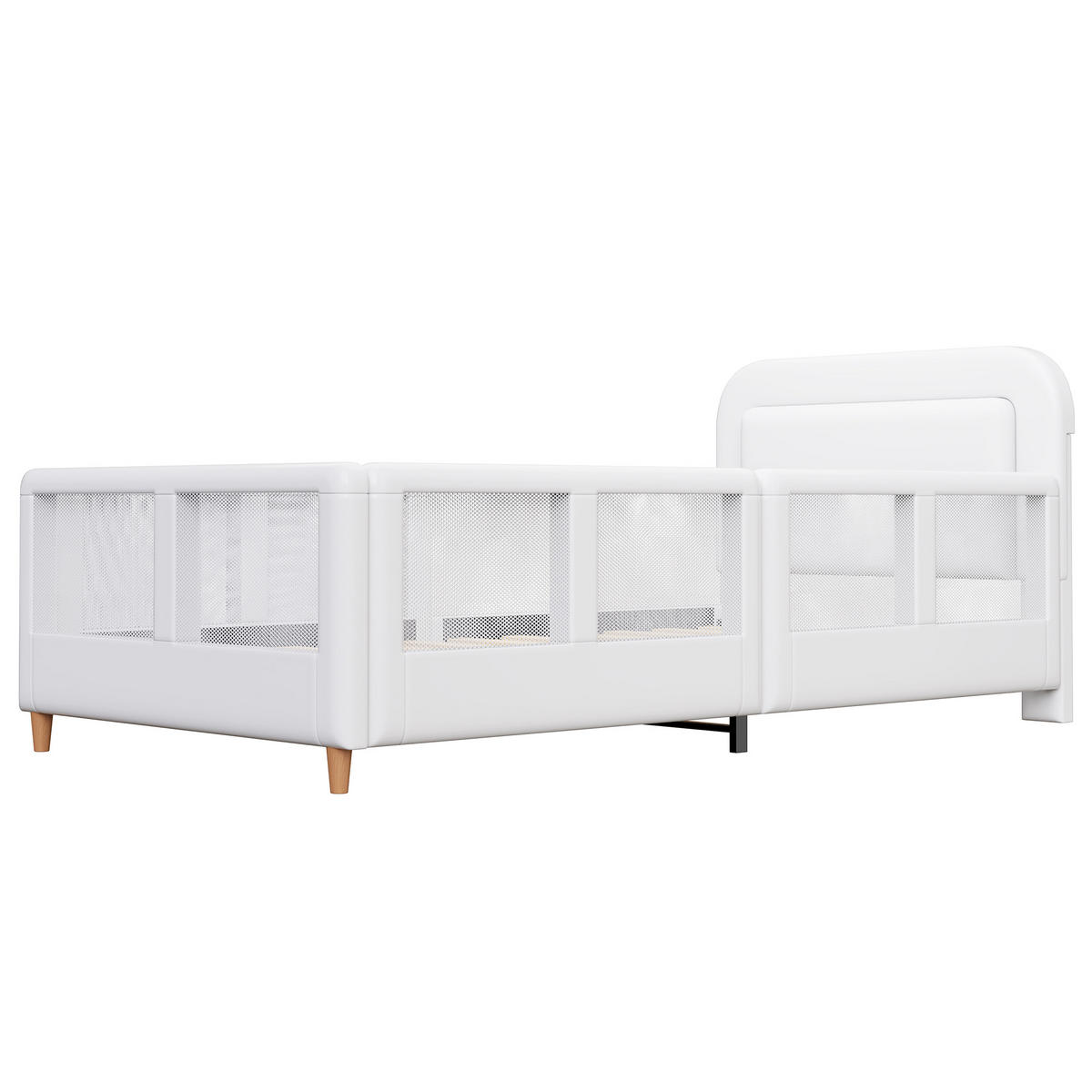 KINDERBETT 90/200 cm DE-03364, mit Sicherheitsgeländer, in Weiß - Weiß, Holzwerkstoff (90/200cm) - ComfortXL