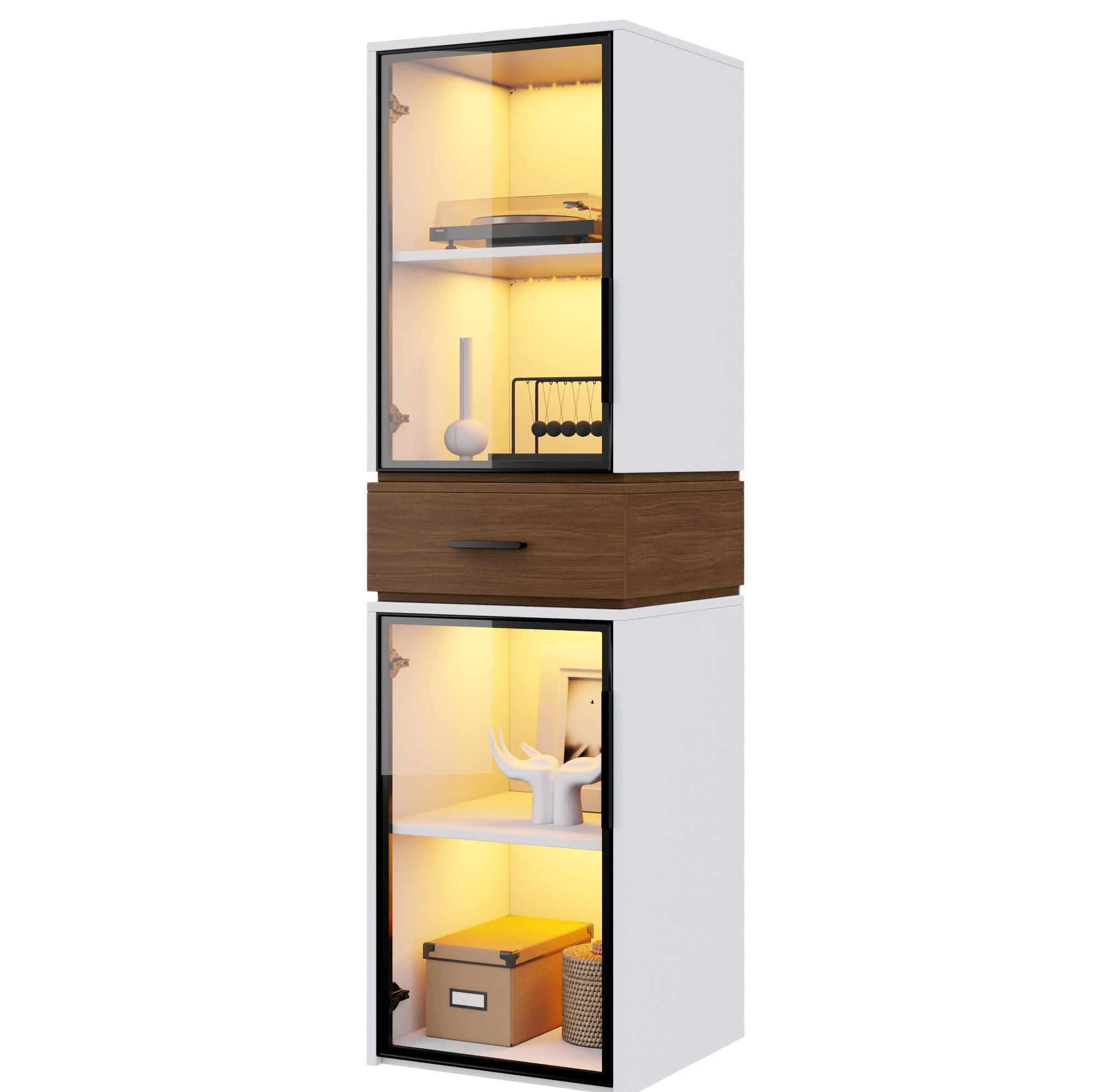 HIGHBOARD 40/200/40 cm Weiß aus MDF mit LED-Beleuchtung - Weiß, Holzwerkstoff (40/200/40cm) - OKMYHOME