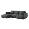 ECKSOFA mit Schlaffunktion links Chenille Stoff Grau - Dunkelgrau/Schwarz, Holzwerkstoff/Kunststoff (242/162cm) - LaMiaSofa