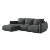 ECKSOFA mit Schlaffunktion links Chenille Stoff Grau - Dunkelgrau/Schwarz, Holzwerkstoff/Kunststoff (242/162cm) - LaMiaSofa