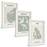 BILDER SET 3er Set - 20x30 cm Weißer Rahmen - Matisse abstrakte Figuren - Weiß, Kunststoff (20/30cm) - TULUP
