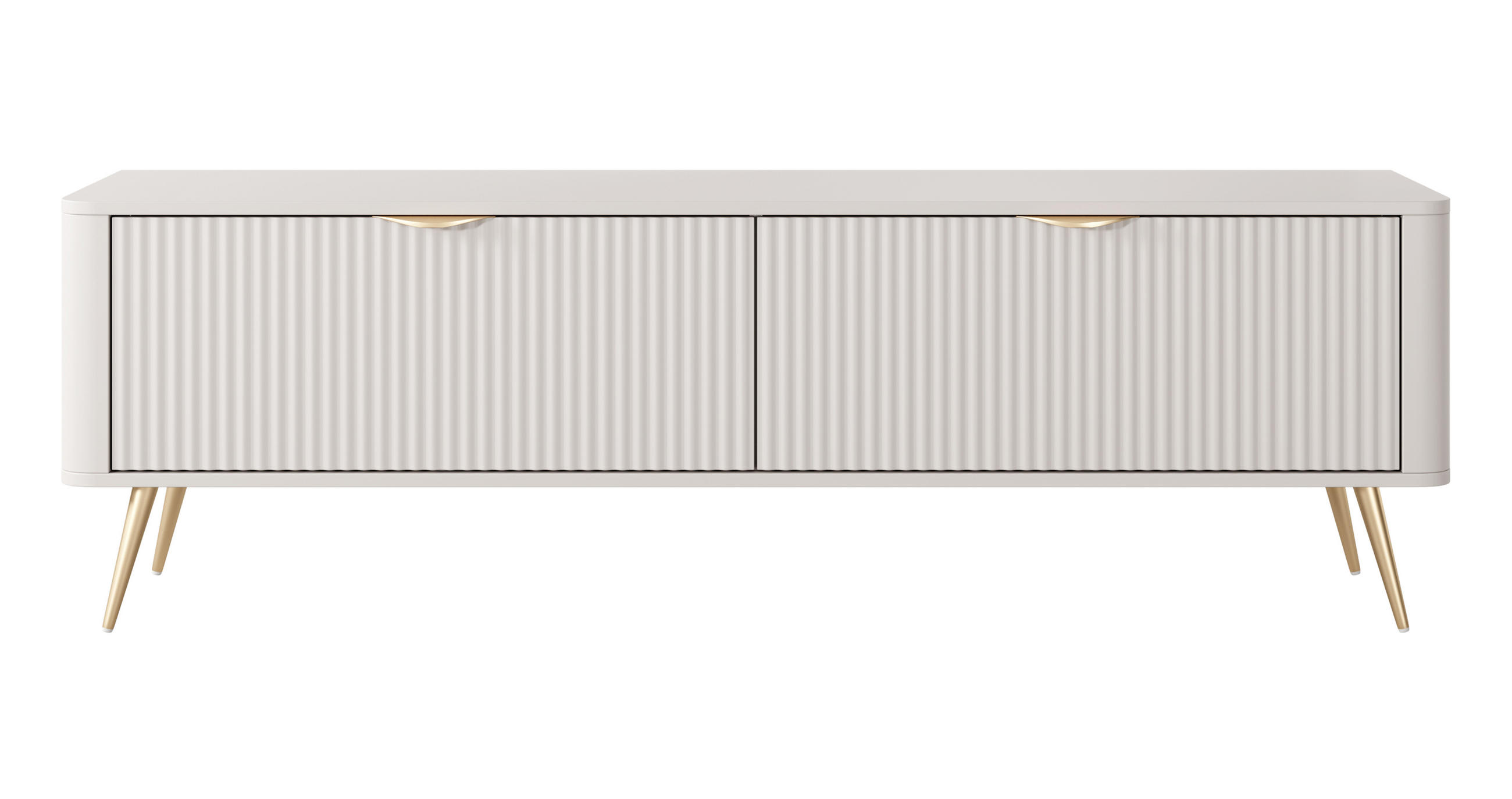 LOWBOARD Vespasia 2T Beige 163,2/51/38 cm – Geriffelten Fronten - Beige/Goldfarben, Holzwerkstoff/Metall (163.2/51/38cm) - AX Living