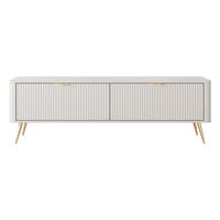 LOWBOARD Vespasia 2T Beige 163,2/51/38 cm – Geriffelten Fronten - Beige/Goldfarben, Holzwerkstoff/Metall (163.2/51/38cm) - AX Living
