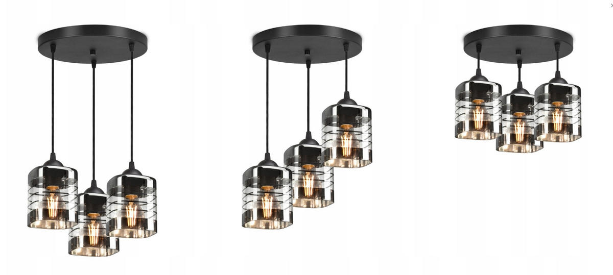 PENDELLEUCHTE TRAGLAS - Transparent/Schwarz, Glas/Metall (35/35/80cm) - kiki design