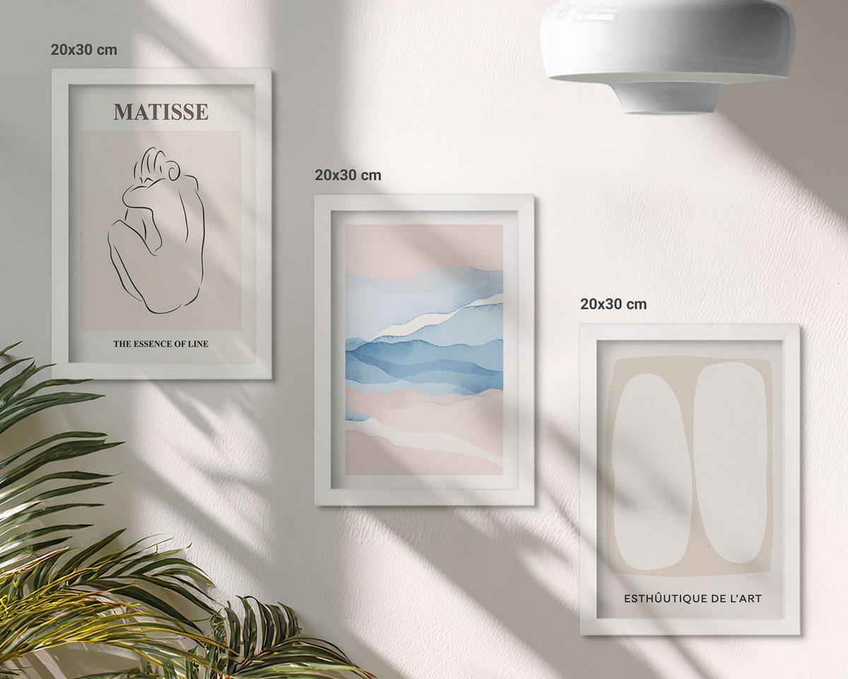 WANDBILDER 3er-Set - 20x30 cm Weißer Rahmen - Matisses abstrakte Formen - Weiß, Kunststoff (20/30cm) - ArtPrintCave