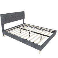 POLSTERBETT 140/200 cm mit Matratze, hohem Kopfteil, Stauraum unter dem Bett und Holzlattenrost, Grau - Grau, Textil (140/200cm) - Redom