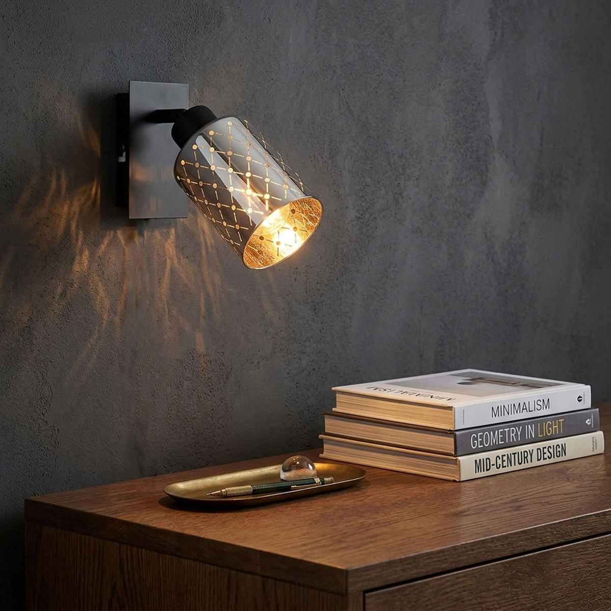 LED WANDLEUCHTE ALONSO, Metall, Schwarz, schwenkbar - Schwarz, Glas (9/20/16.5cm) - Globo Lighting