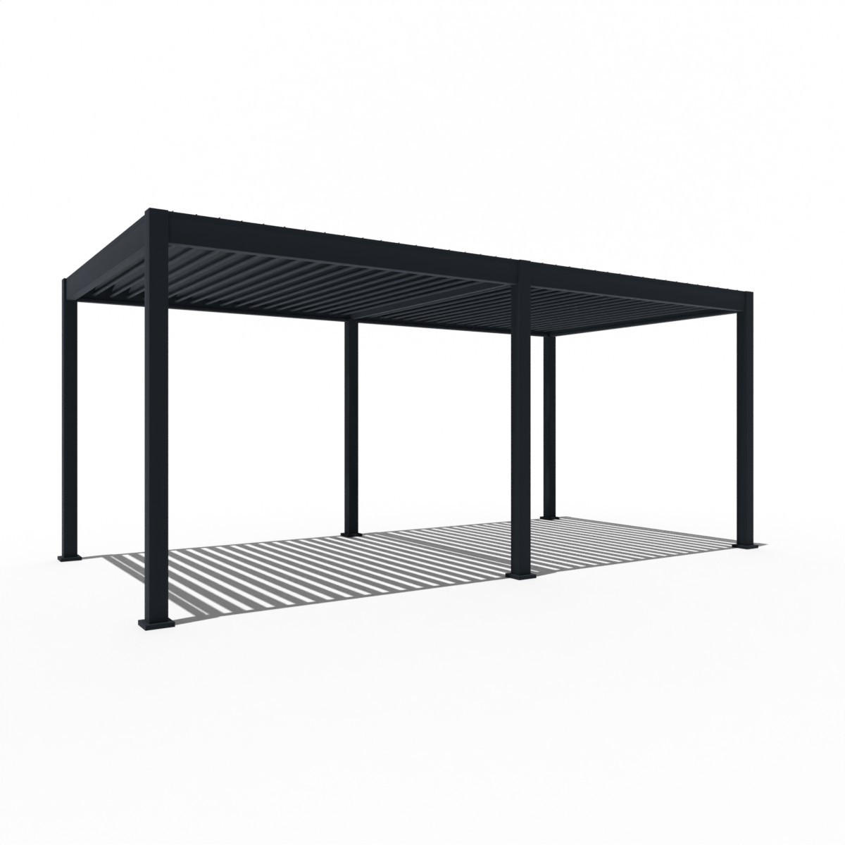 PERGOLA Deluxe Elektrischer Pavillon Terrassenüberdachung Aluminium LED 3 x 6 m - Schwarz, Metall (300/255/600cm) - WEIDE