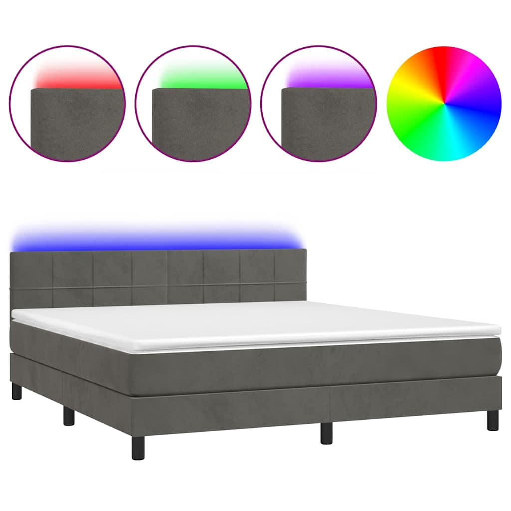 BOXSPRINGBETT 180/200 Cm Grau Samt - Dunkelgrau, Textil (180/203cm) - vidaXL