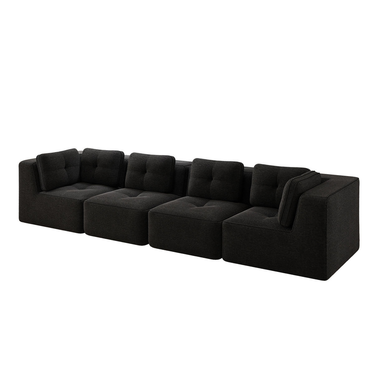 ECKSOFA 386/104/69 cm schwarz aus Cord mit tiefer Sitzfläche und modularem Design - Schwarz, Textil (104/386cm) - OKWISH