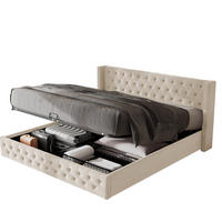 POLSTERBETT 140/190 cm Beige aus Samt mit Bettkasten - Beige, Textil (140/190cm) - OKMYHOME