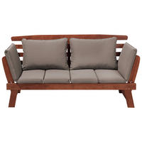 GARTENSOFA Eukalyptusholz dunkelbraun verstellbare Armlehnen 210 cm Portici - Dunkelbraun, Holz (210/82/66cm) - Beliani
