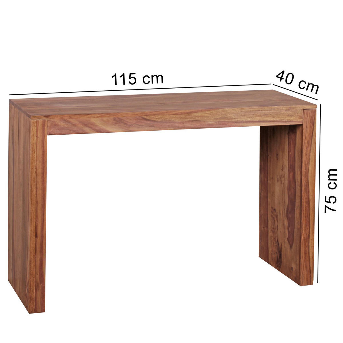 KONSOLENTISCH – Massivholz, platzsparend, Landhausstil, stabiles Gestell - Braun, Holz (40/115/75cm) - KADIMA DESIGN