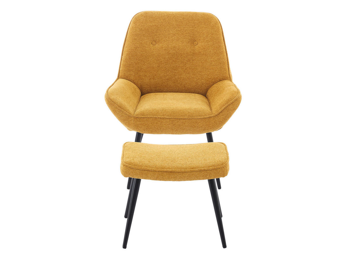 SESSEL Zorto Muz 809B mit Fußbank - Gelb/Schwarz, Holz/Textil (73/89/73cm) - MIRJAN24