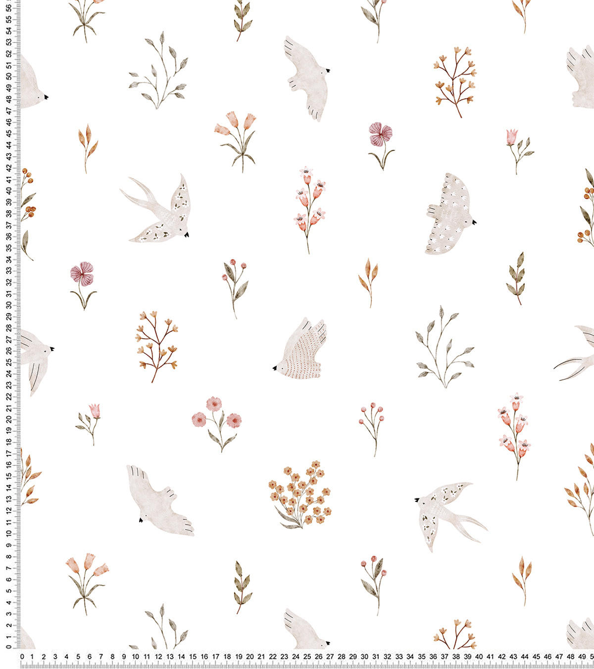 VLIESTAPETE Coccinella Blumen und Schwalben 50 cm x 10 m rosa/beige - Pink/Beige, Papier (50/1000cm) - Lilipinso