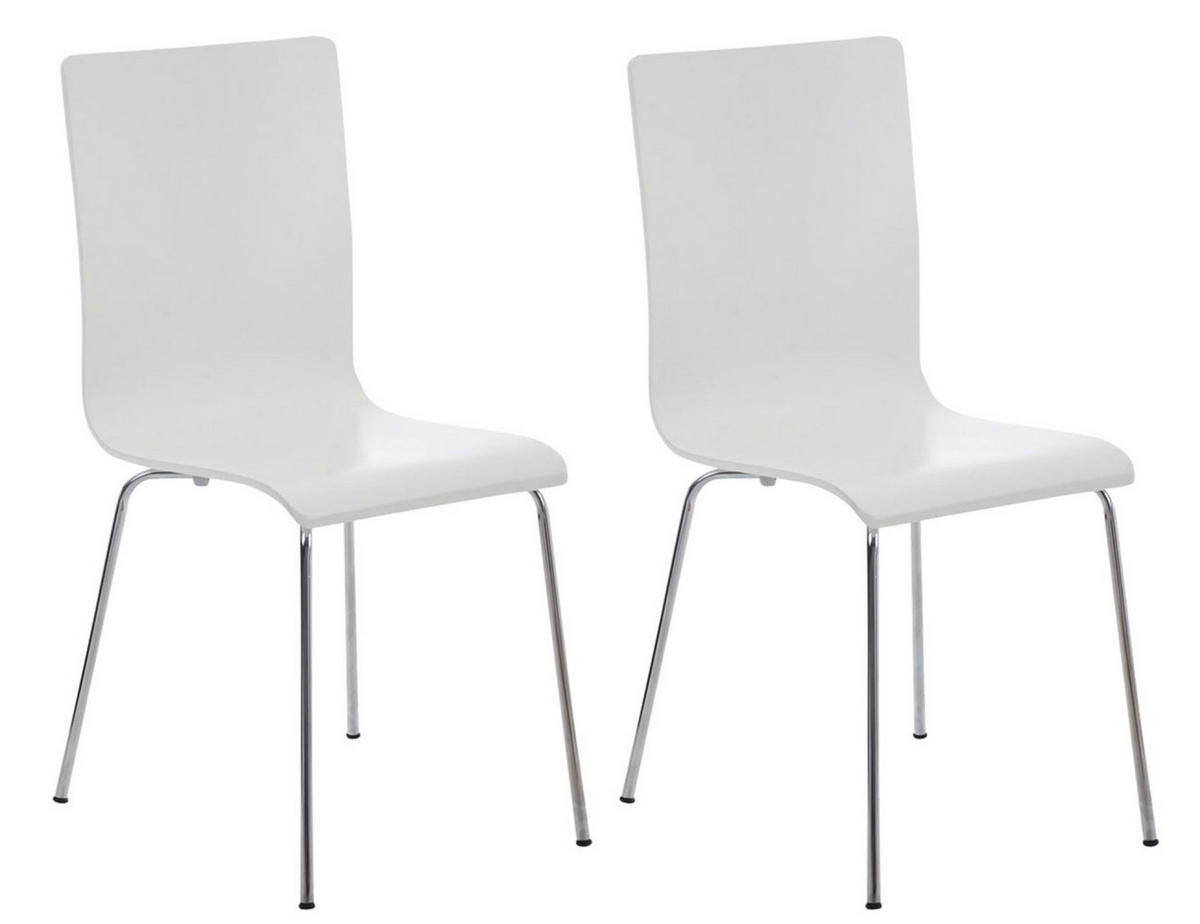 BESUCHERSTUHL Apeldoorn - 2er Set weiß - Weiß, Holz (43/87/47cm) - TPFLiving