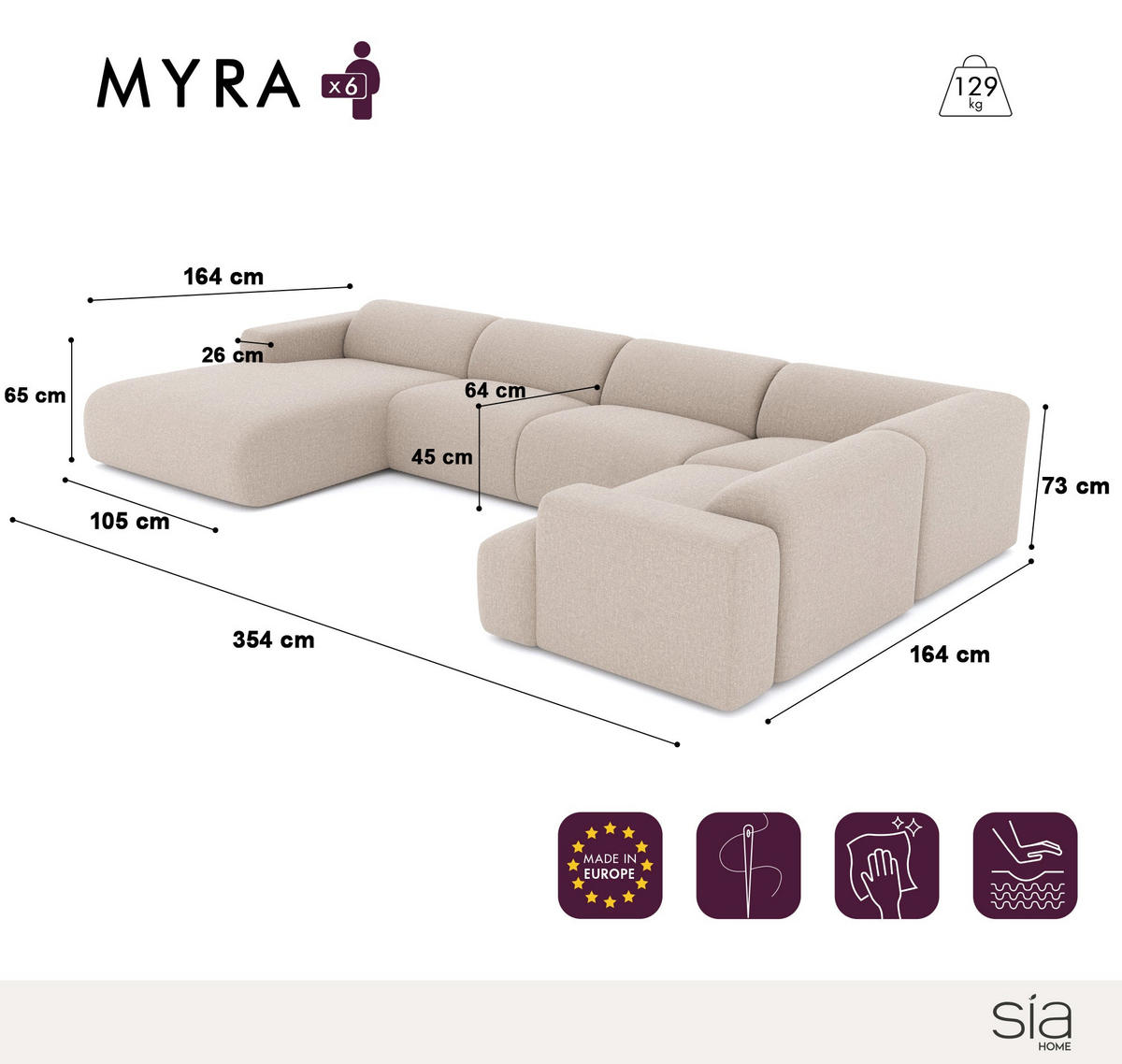 WOHNLANDSCHAFT Texturierter Samt Smaragdgrün 354cm - Smaragdgrün, Textil (354/73/164cm) - Sia Home