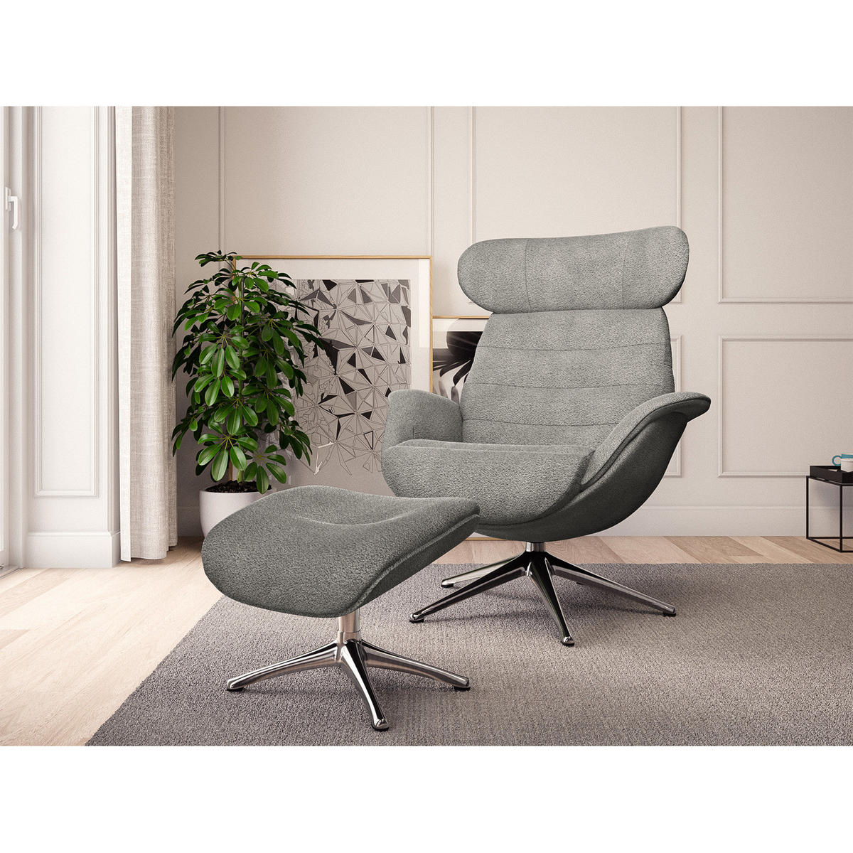 RELAXSESSEL - Grau, Textil/Metall (90/107/90cm) - home24