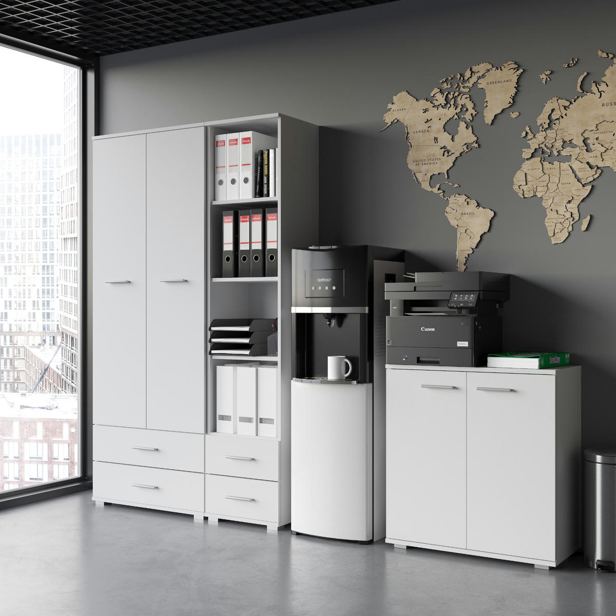 HOCHSCHRANK FAUSKE SZF2-2D2S Schubladen Weiß - Silberfarben/Weiß, Holzwerkstoff/Kunststoff (69/130/36cm) - Komodee