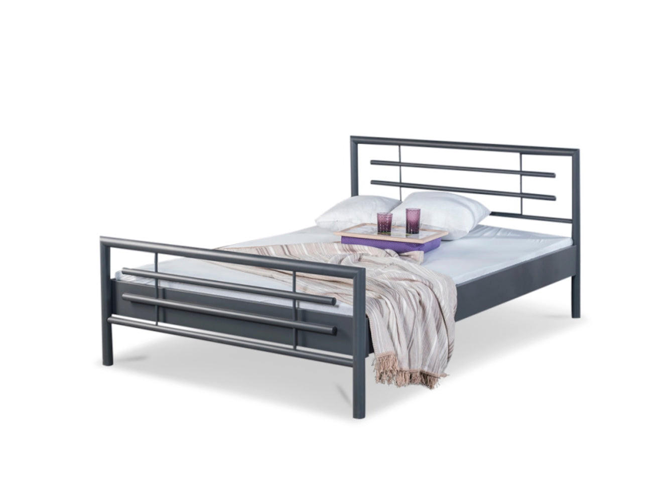 METALBETT Lola / 120 x 200 cm / dunkelgrau - Anthrazit, Metall (120/200cm) - BED BOX