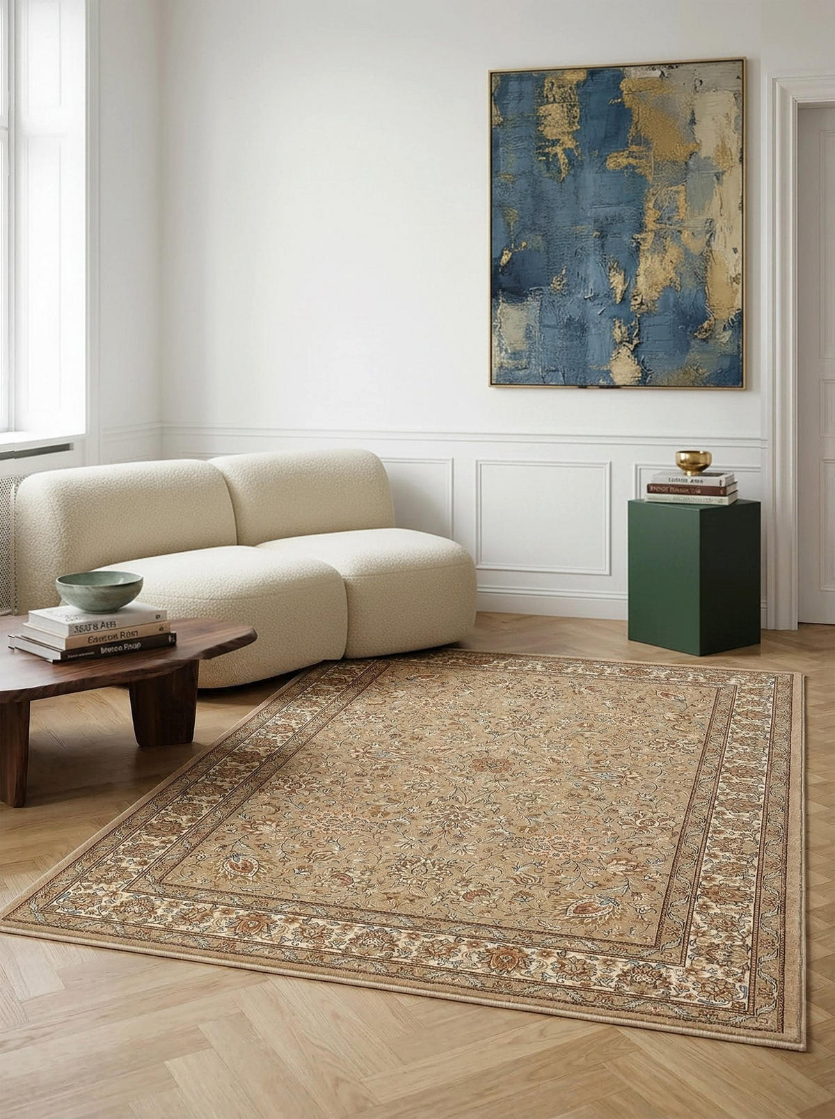 DESIGN Teppich mit Blumenmuster beige - Beige, Textil (200/290cm) - AFK Living