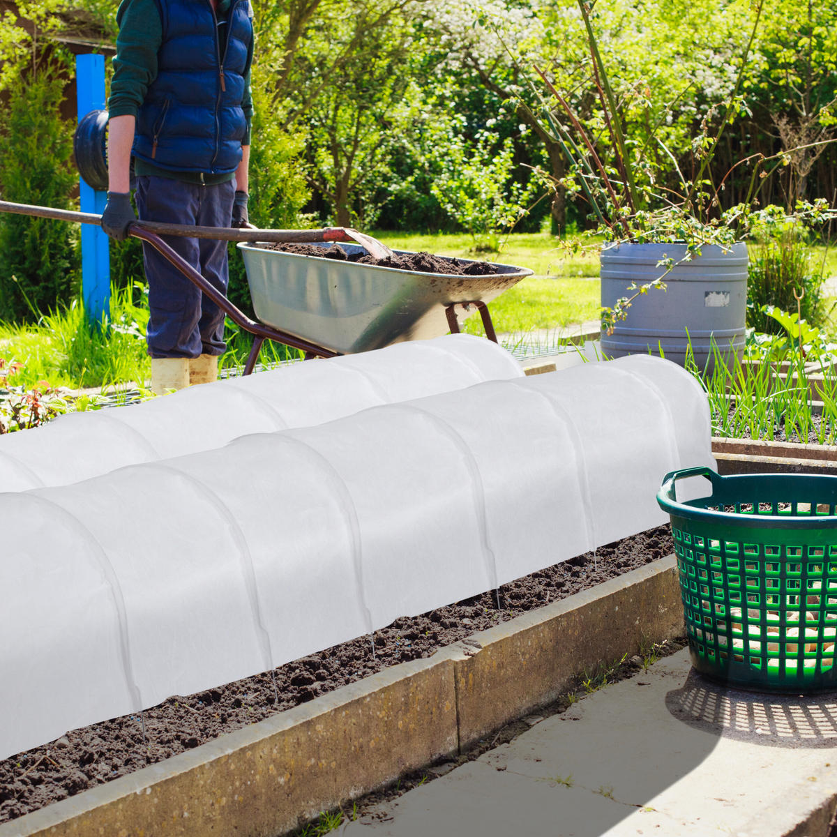 2xPFLANZTUNNEL - Weiß, Textil/Metall (50/53/700cm) - Relaxdays