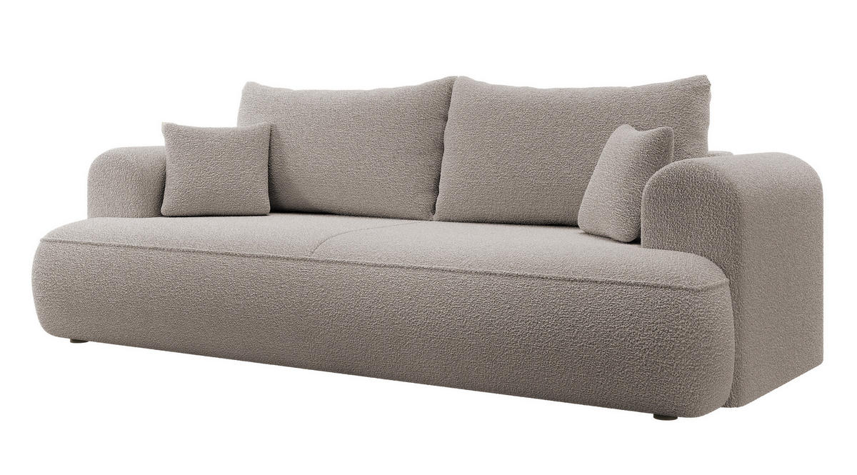SCHLAFSOFA Ovo Dunkelbeige Boucle - Sandfarben, Textil (250/93/110cm) - Selsey