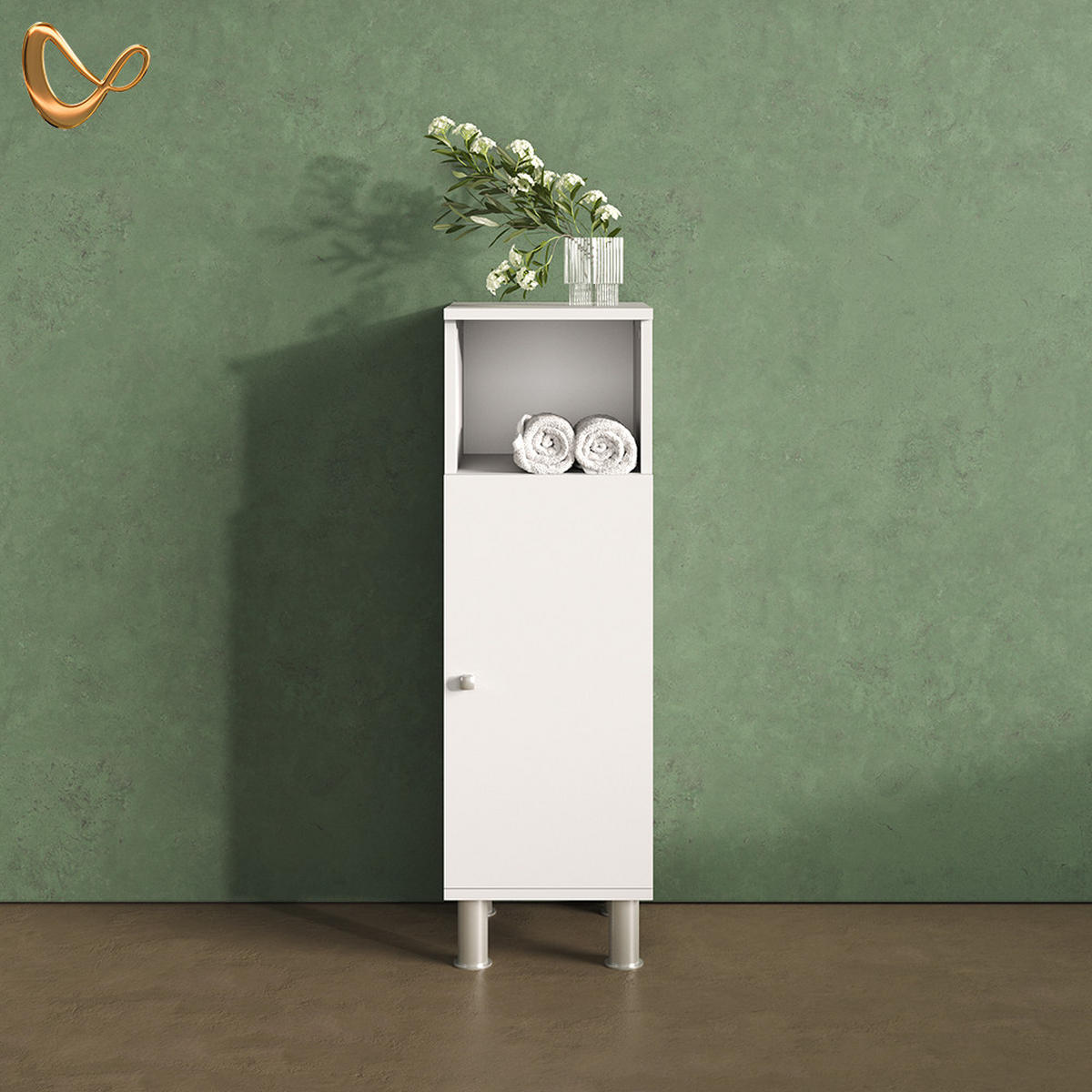 MIDISCHRANK Fucino Weiß 30 x 95 cm - Weiß, Holzwerkstoff (30/95/30cm) - Livinity®