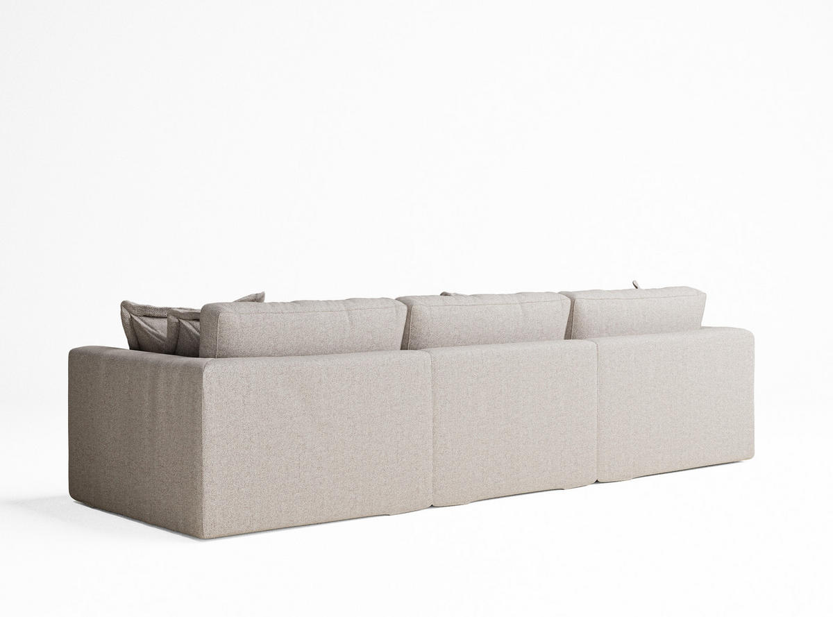 6-SITZER SOFA Amalfi Beige Webstoff - Beige/Schwarz, Holz/Holzwerkstoff (338/90/119cm) - Maison de Reve
