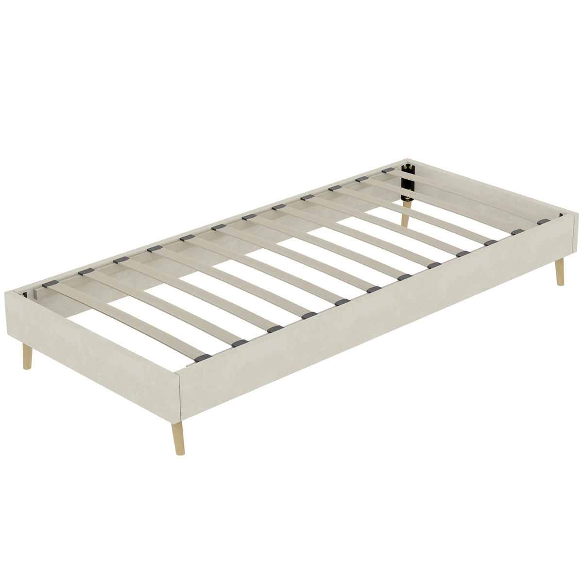 POLSTERBETT 90/200 cm DE-35407 mit Samtbezug Beige - Beige, Metall (90/200cm) - ComfortXL