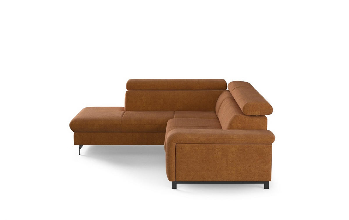 ECKSOFA mit Schlaffunktion und Bettkasten - Cognac/Schwarz, Kunststoff/Textil (262/215cm) - Cotta