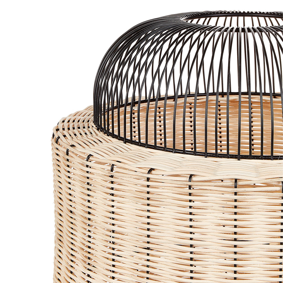 TISCHLEUCHTE Naturfarben/Schwarz/Beige Tanganyika - Beige/Schwarz, Naturmaterialien (35/35/55cm) - Beliani