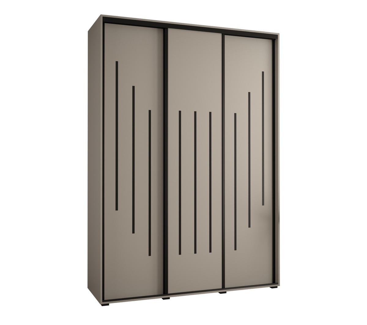 SCHWEBETÜRENSCHRANK 235,2/170/45 3-türig - Kaschmir/Schwarz, Holz/Metall (170/235.2/45cm) - MÖBEL KRYSPOL