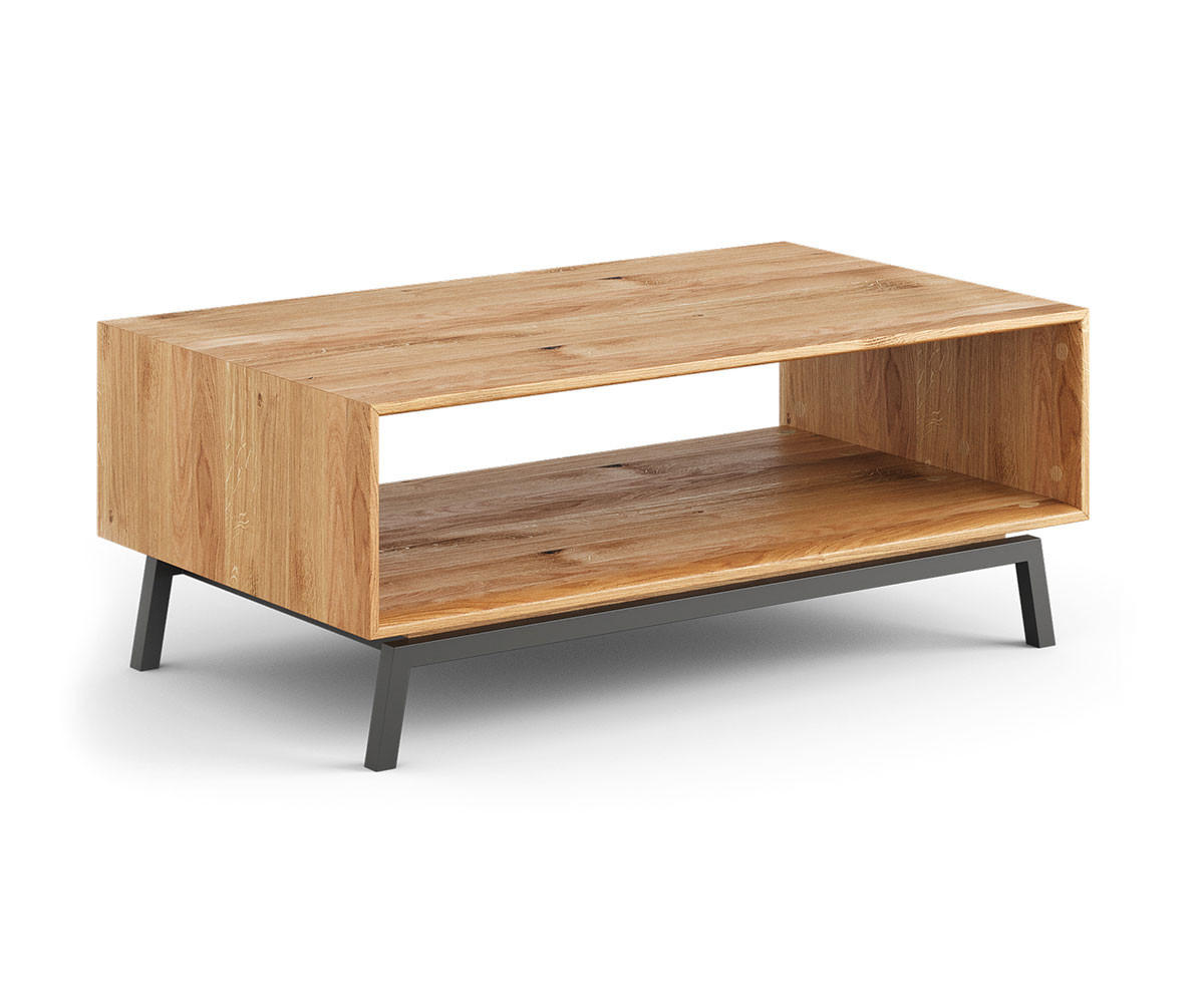 COUCHTISCH Modern Loft Eiche Natur 101 / 60 / 41cm - Eichefarben/Schwarz, Holz/Metall (60/101/41cm) - Feldmann-Wohnen