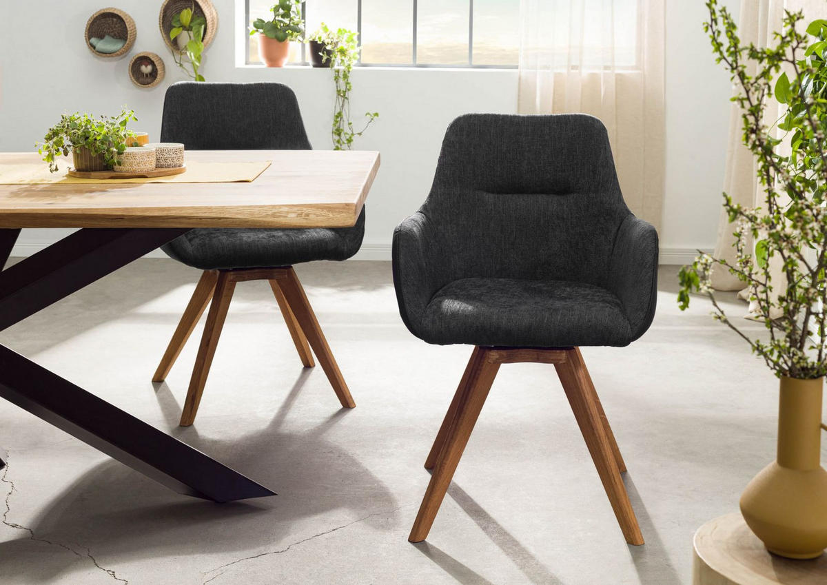 STUHL 100% Polyester 56 x 60 x 87 cm schwarz TACOMA #11 - Schwarz, Kunststoff (56/87/60cm) - Massivmoebel24
