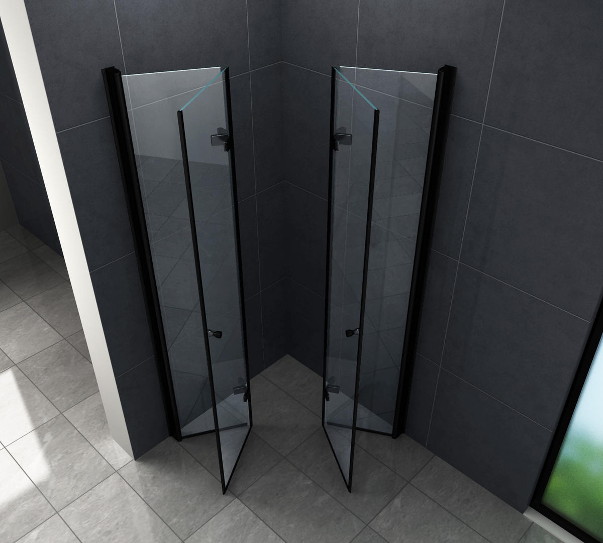 DUSCHKABINE CLAP Schwarz 90 x 90 x 195 cm 8 mm ESG - Schwarz, Glas (90/90/195cm) - Glasdeals