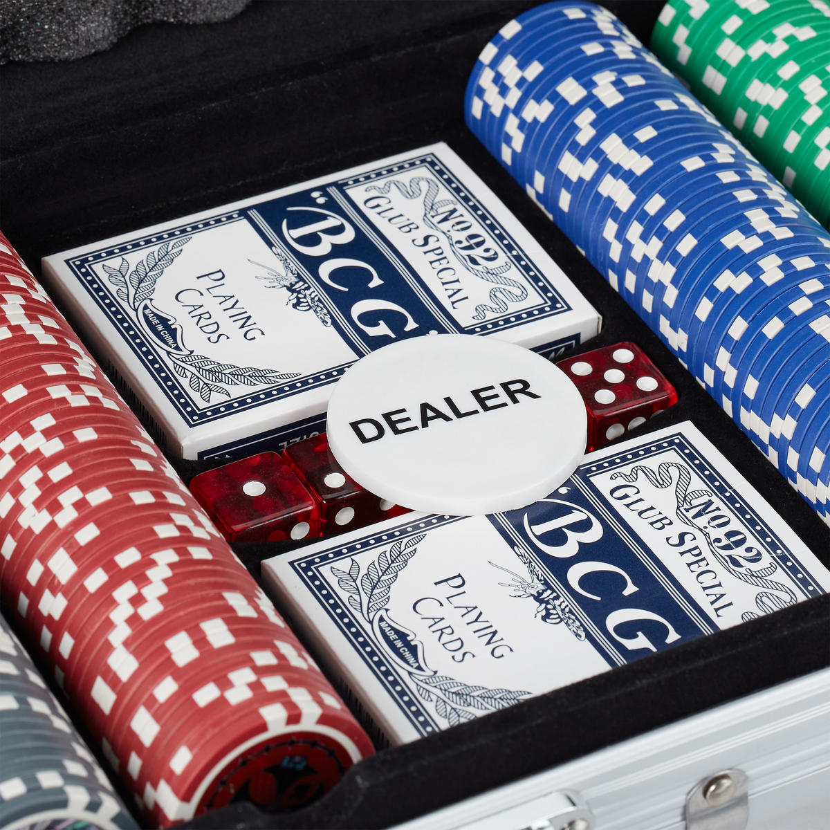POKERKOFFER - Silberfarben, Kunststoff/Metall (39/6.5cm) - Relaxdays