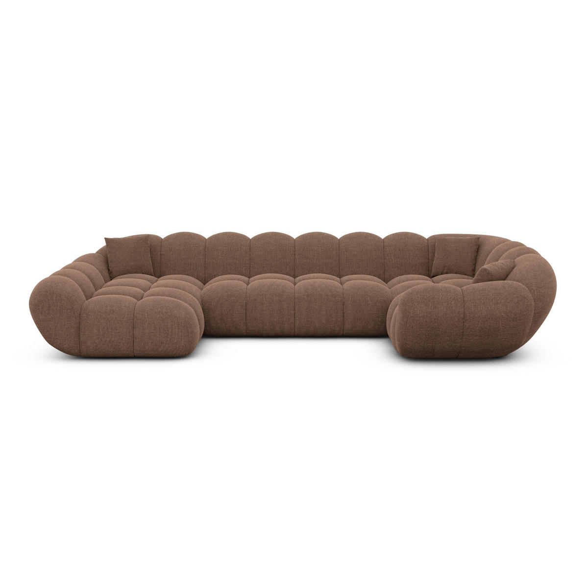 WOHNLANDSCHAFT Liva Braun Strukturstoff U-Form XL Links - Braun, Textil (323/70/193cm) - VAROYAL