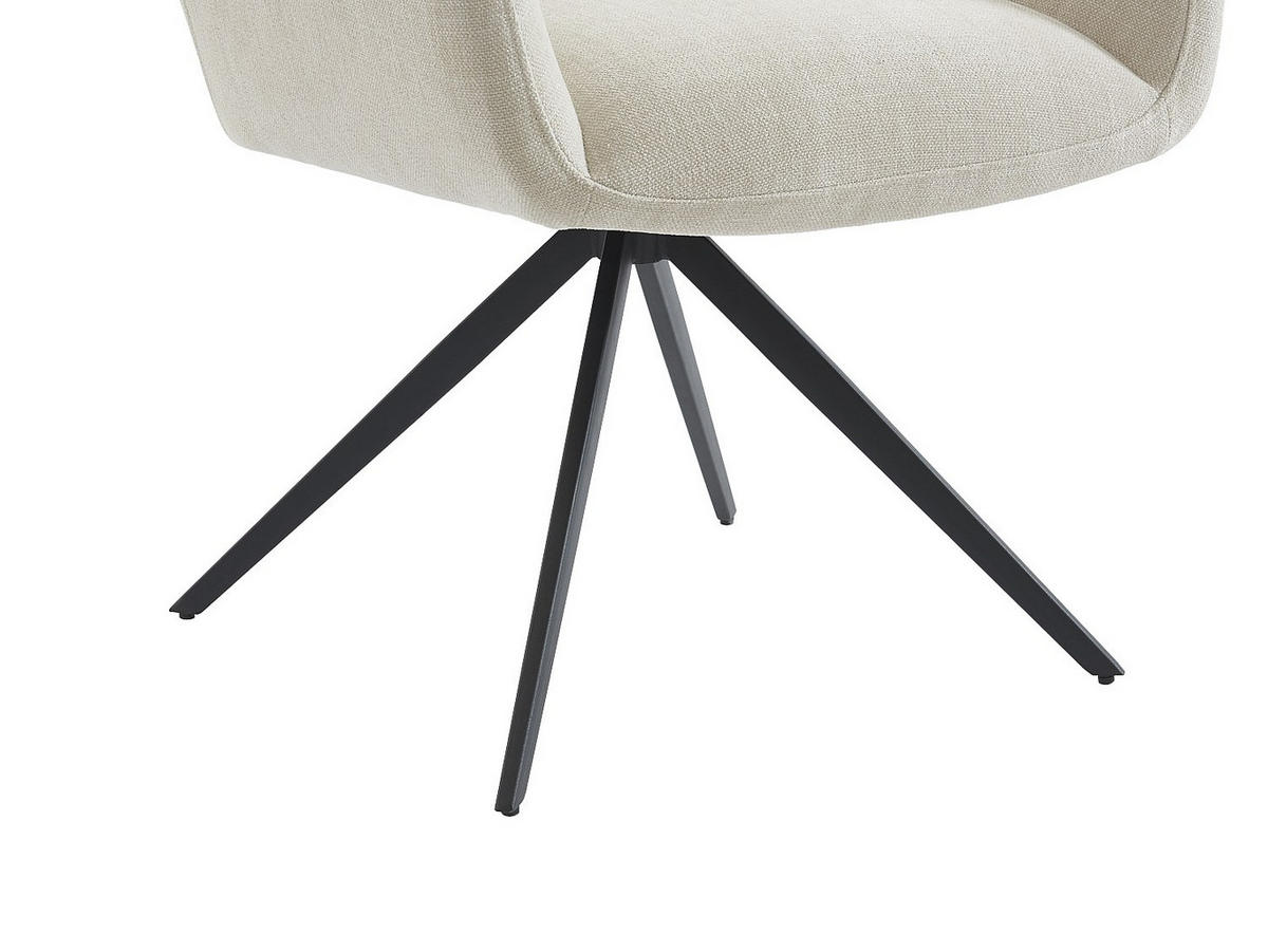 STUHL mit Armlehnen - Stoff & schwarzes Metall - Beige - KARDESA - Beige, Textil (68.5/91/68.5cm) - Vente-Unique