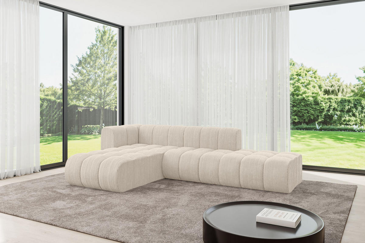 ECKSOFA modulares Sofa Zuvon-L1 - 296x177x70 cm Beige - Beige, Holzwerkstoff/Textil (296/177cm) - ALTDECOR