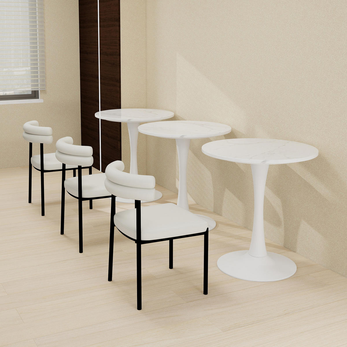 COUCHTISCH 70 cm rund in Weiß mit Marmor-Optik Weiß - Weiß, Stein (70/70/72cm)